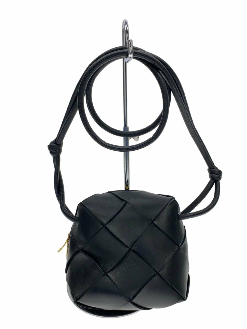 Bottega Veneta Cassette Camera Bag Shoulder Leather Black